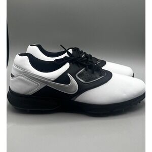 Nike Heritage Mens Size 11M Black White Saddle Soft Spikes Synthetic Golf Shoes